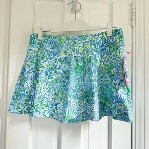 NWT Lilly Pulitzer Aila Skort Dandy Lions Sz L Hydra Blue Athletic Floral